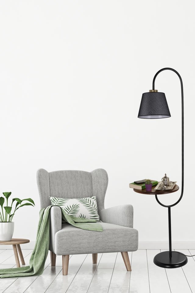 ZÜMRÜT SİYAH LAMBADER PRAMİT HASIR SİYAH ABAJURLU