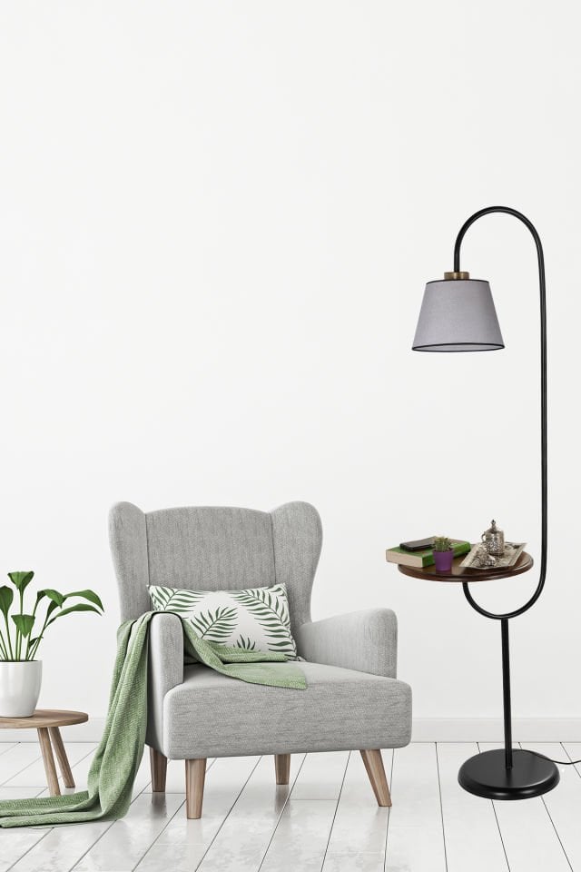 ZÜMRÜT SİYAH LAMBADER PRAMİT HASIR GRİ ABAJURLU