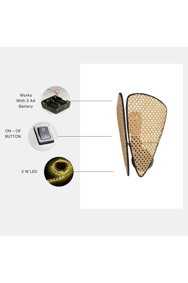 EGE PİLLİ 2 Lİ SİYAH RATTAN APLİK