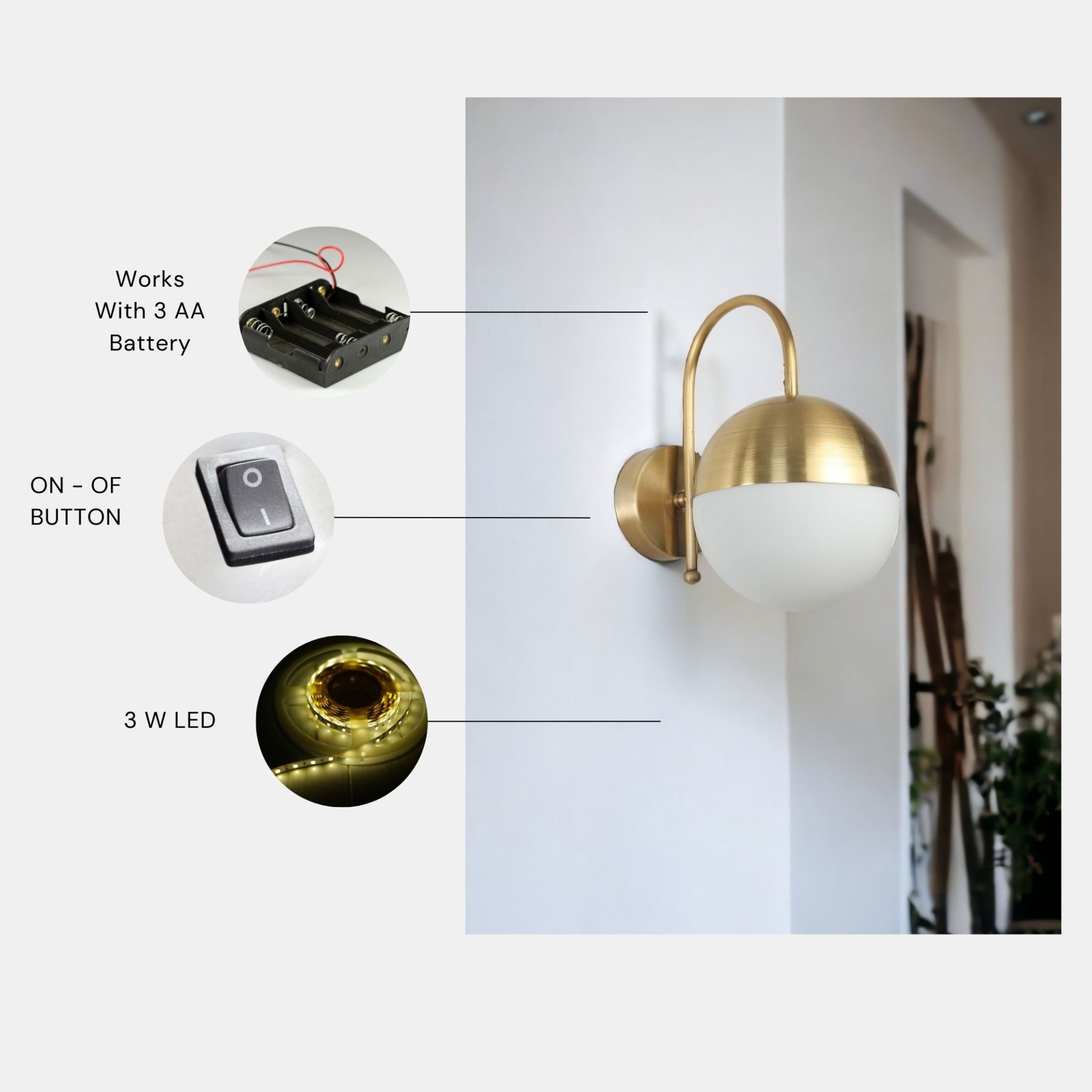 KÜRE PİLLİ APLİK ESKİTME BEYAZ CAMLI