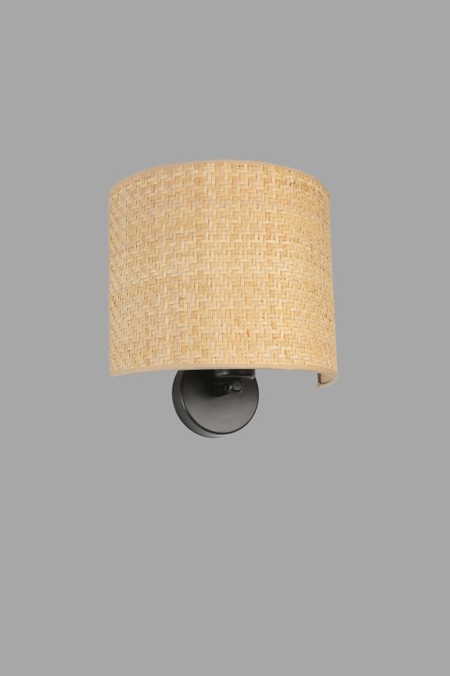 HASIR PİLLİ RATTAN ABAJURLU OVAL APLİK