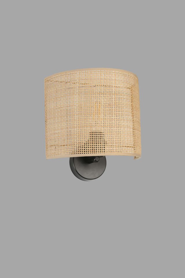 ÖRGÜLÜ PİLLİ RATTAN ABAJURLU OVAL APLİK