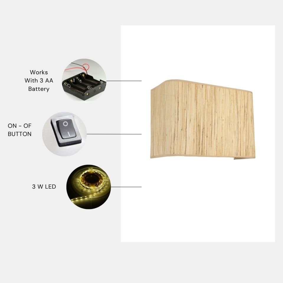 BAMBU PİLLİ 010 ABAJURLU DİKDÖRTGEN APLİK