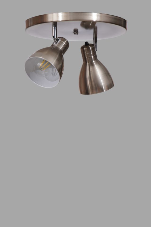OTİS 2 Lİ TEPSİLİ MAT KROM PLAFONYER AVİZE
