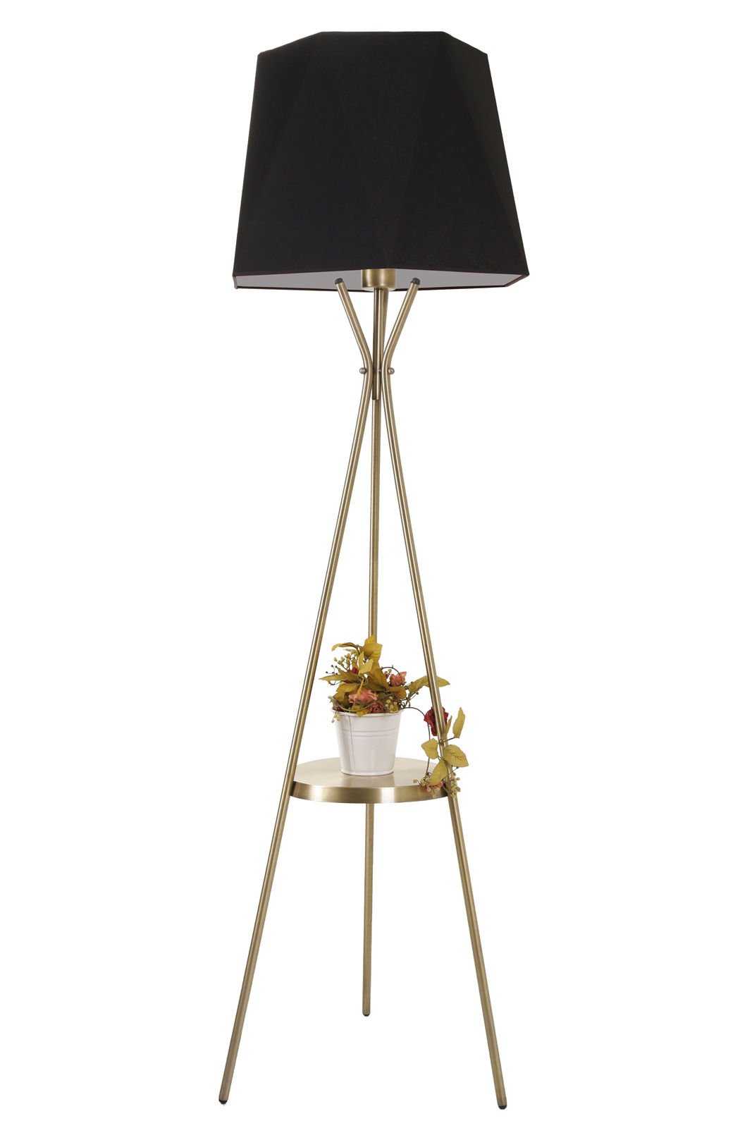 VENEDİK SEHPALI ESKİTME LAMBADER ALTIGEN SİYAH ABAJURLU