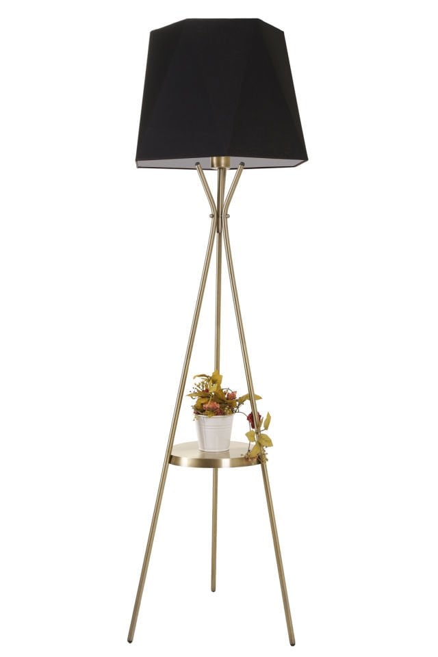 VENEDİK SEHPALI ESKİTME LAMBADER ALTIGEN SİYAH ABAJURLU