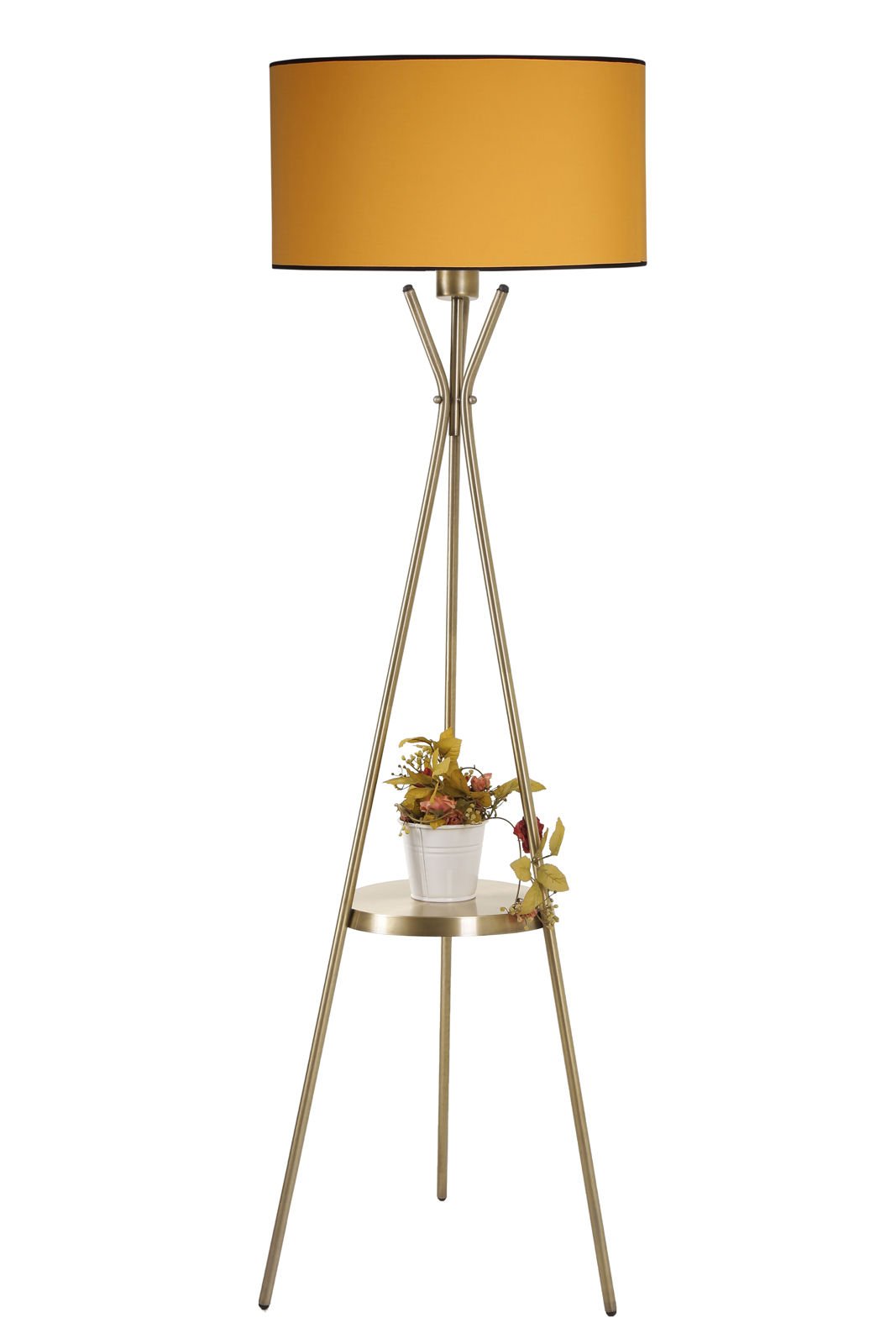 VENEDİK SEHPALI ESKİTME LAMBADER SİLİNDİR HARDAL ABAJURLU