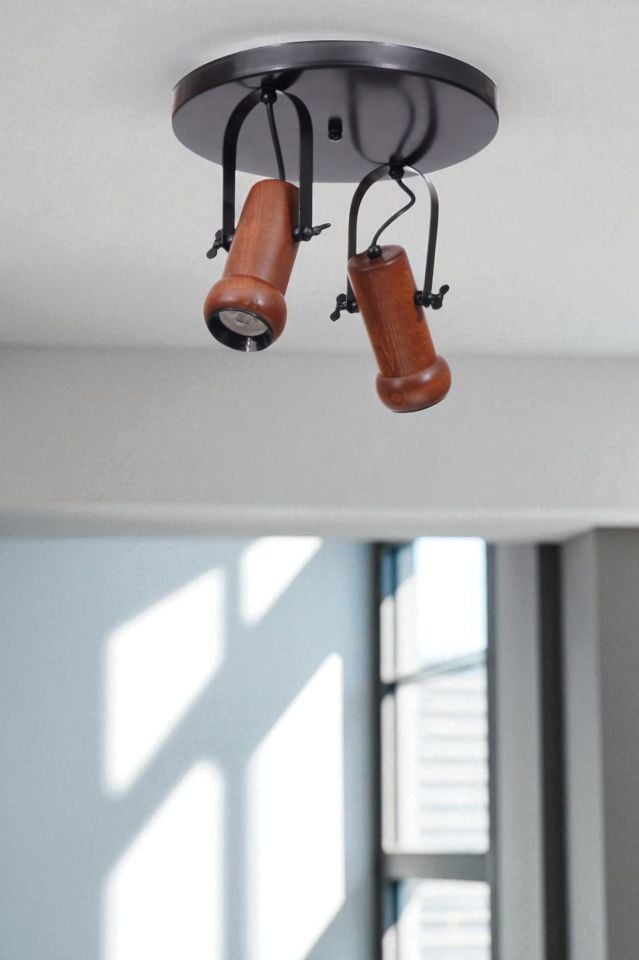 PASCAL 2 Lİ TEPSİLİ CEVİZ PLAFONYER AVİZE