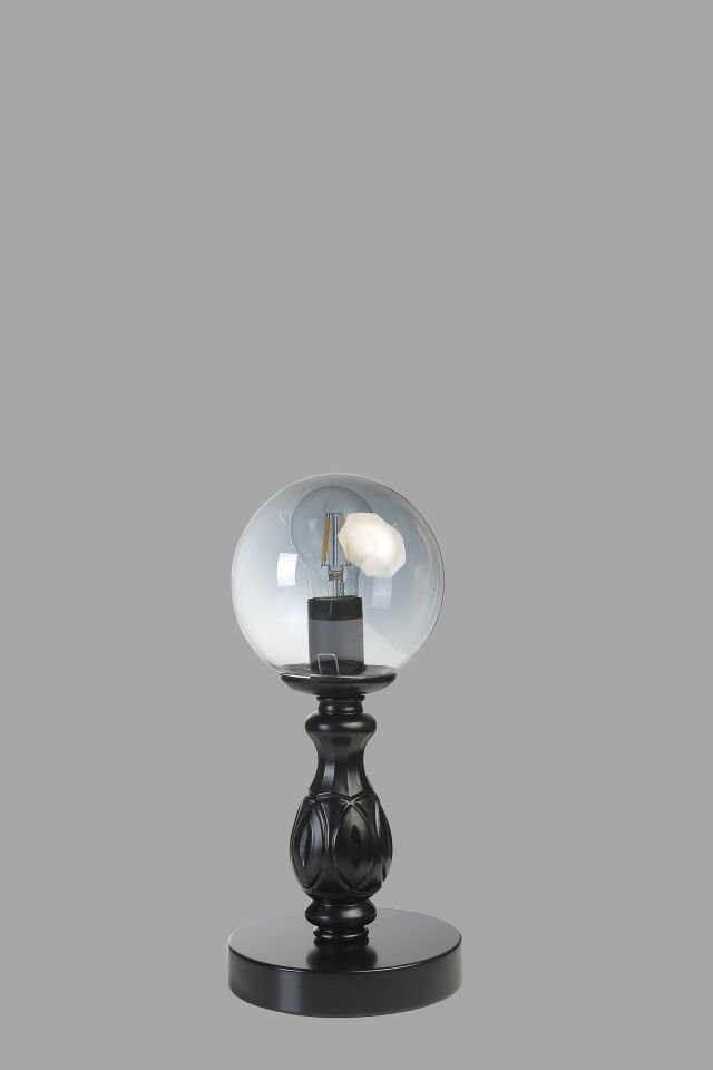 OLİMPİYAT PİLLİ SİYAH FÜME CAMLI MASA LAMBASI
