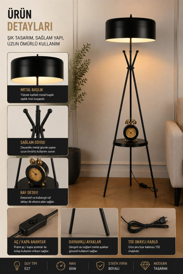 VENEDİK SEHBALI SİYAH BÜYÜK RETRO 8 BAŞLIKLI(PROMOSYON)