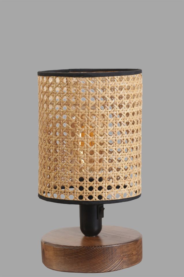 AYÇA CEVİZ RATTAN ABAJURLU MASA LAMBASI