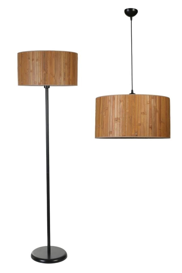 BAMBU 01 AVİZE LAMBADER 2 Lİ SET