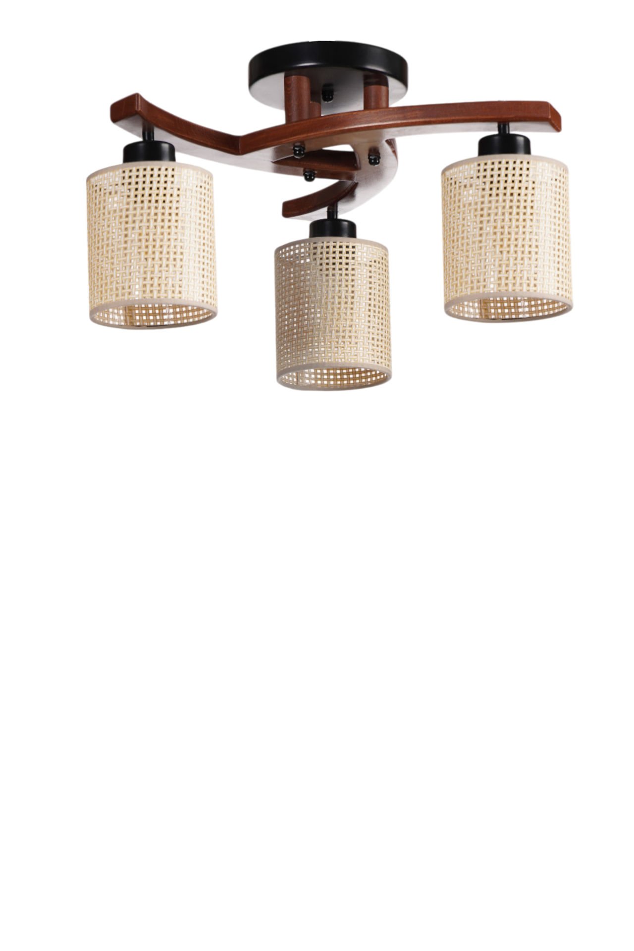 WESTON 3 LÜ CEVİZ PETEK ABAJURLU PLOFONYER AVİZE