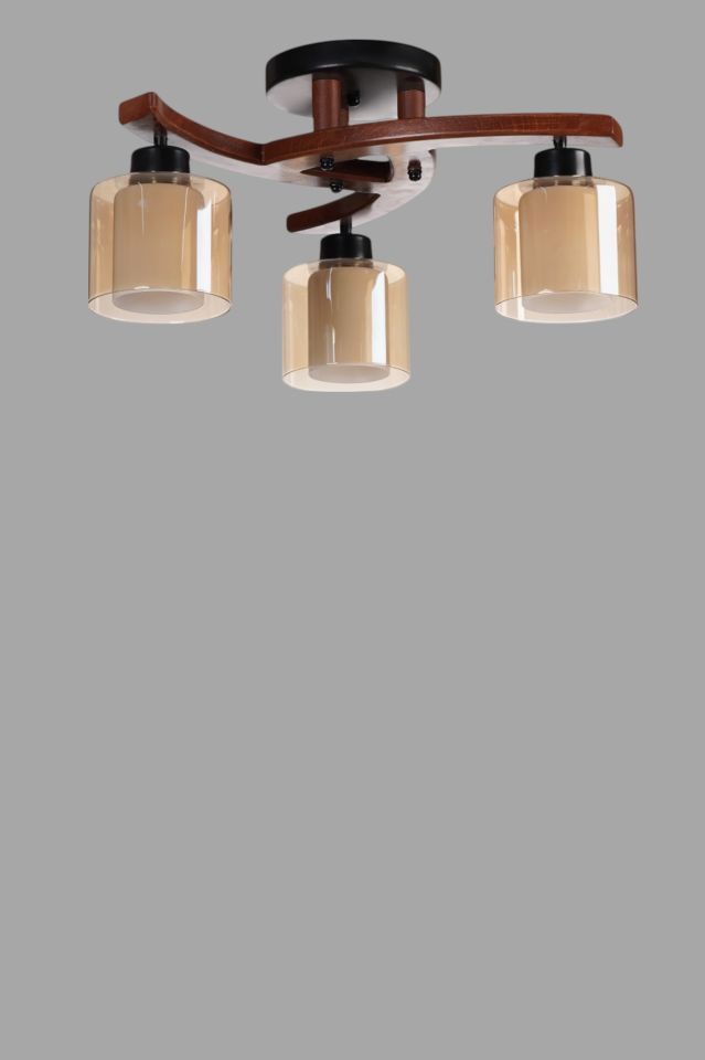 WESTON 3 LÜ CEVİZ ÇİFT CAMLI PLOFONYER AVİZE