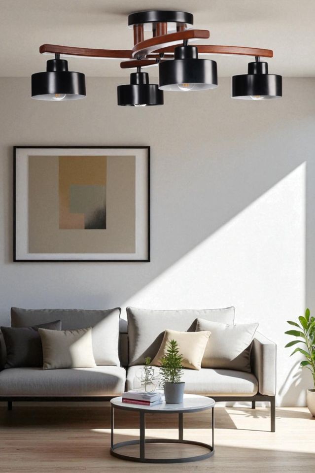 WESTON 4 LÜ CEVİZ METAL BAŞLIKLI PLOFONYER AVİZE