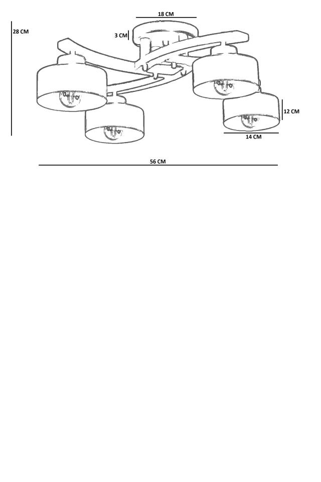 WESTON 4 LÜ CEVİZ METAL BAŞLIKLI PLOFONYER AVİZE