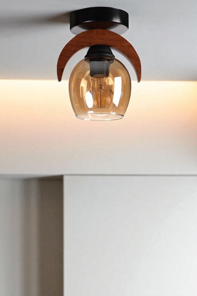 HELENA TEKLİ BAL CAMLI PLAFONYER AVİZE