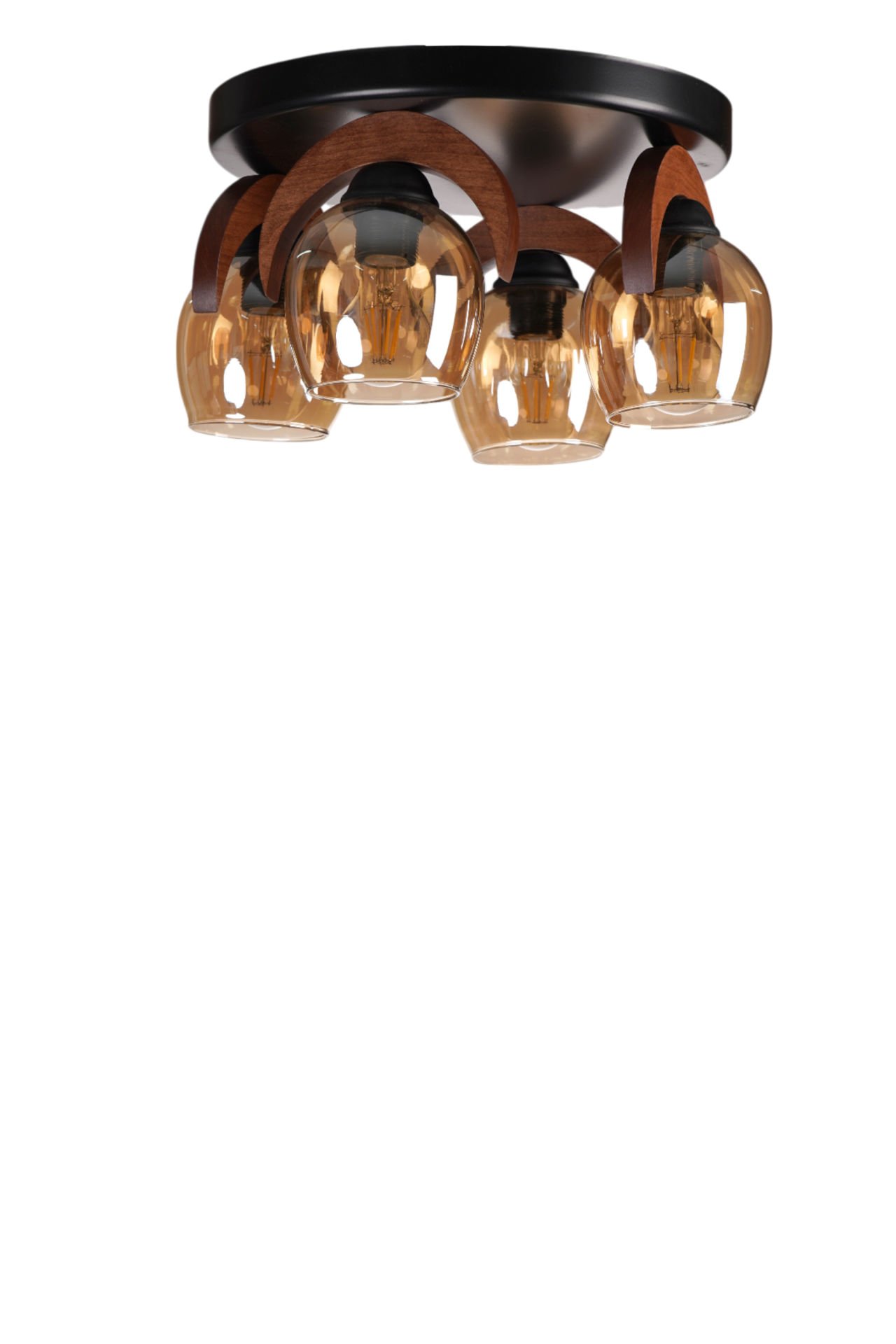 HELENA 4 LÜ TEPSİLİ BAL CAMLI PLAFONYER AVİZE