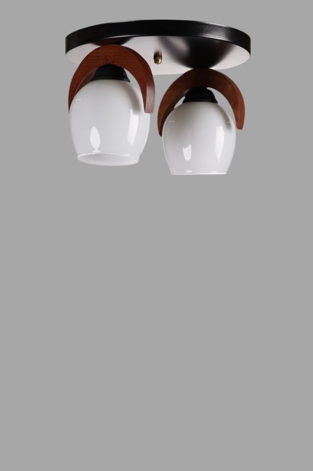 HELENA 2 Lİ TEPSİLİ BEYAZ CAMLI PLAFONYER AVİZE