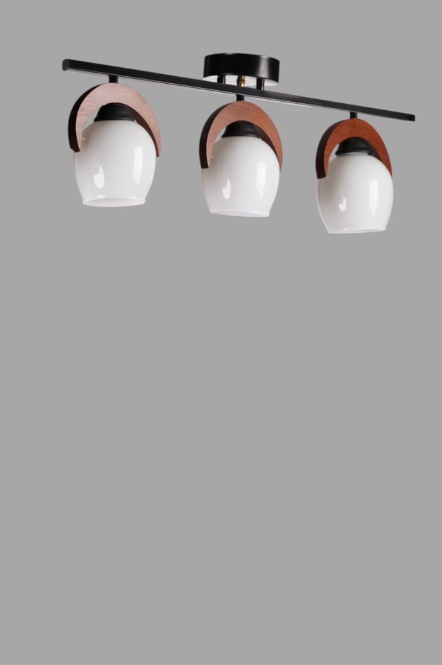 HELENA 3 LÜ SIRALI BEYAZ CAMLI PLAFONYER AVİZE