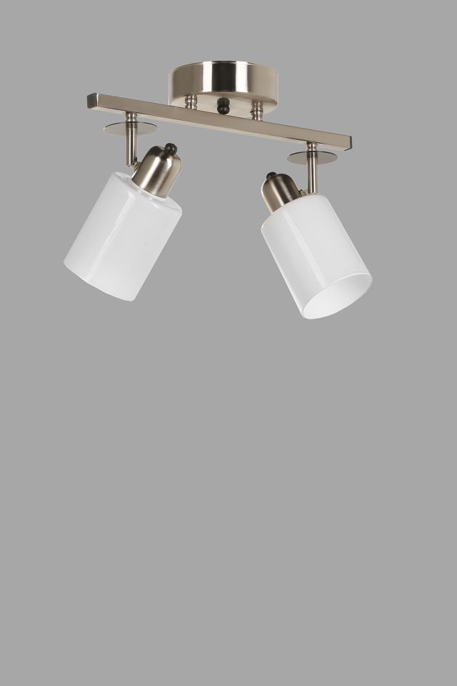 NOMİ 2 Lİ SIRALI MAT KROM BEYAZ CAMLI AVİZE