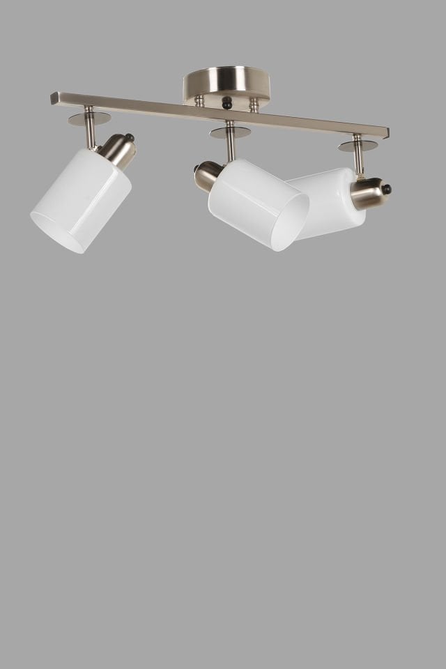 NOMİ 3 LÜ SIRALI MAT KROM BEYAZ CAMLI AVİZE