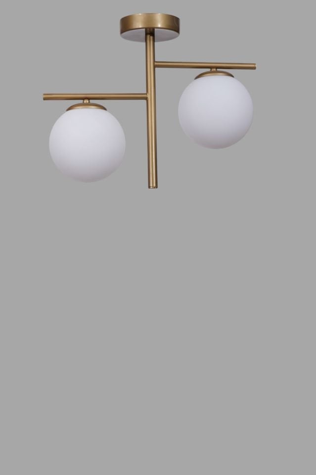 TERRA 2 Lİ ESKİTME BEYAZ CAMLI PLAFONYER AVİZE