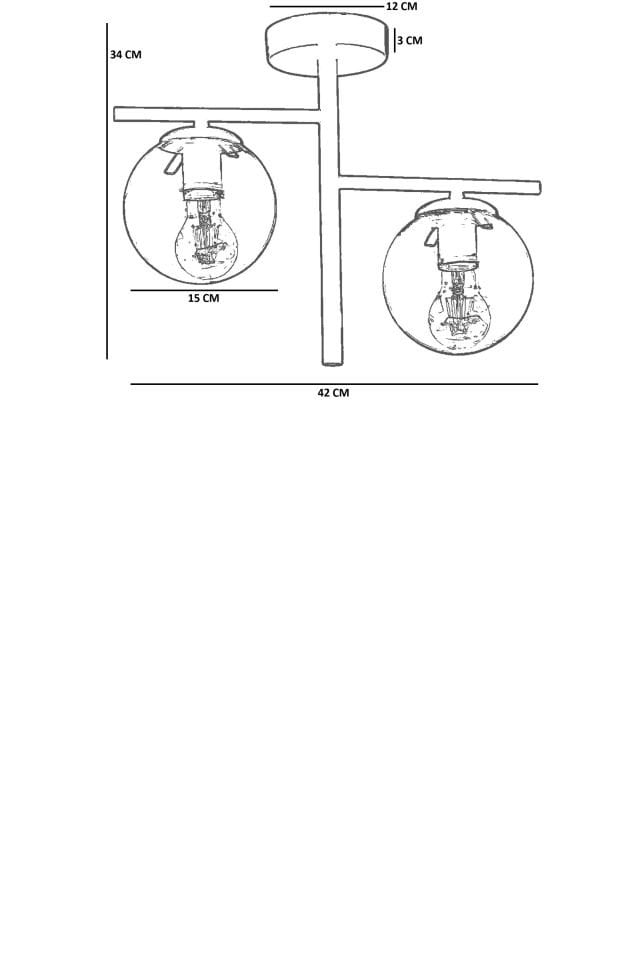 TERRA 2 Lİ ESKİTME BEYAZ CAMLI PLAFONYER AVİZE