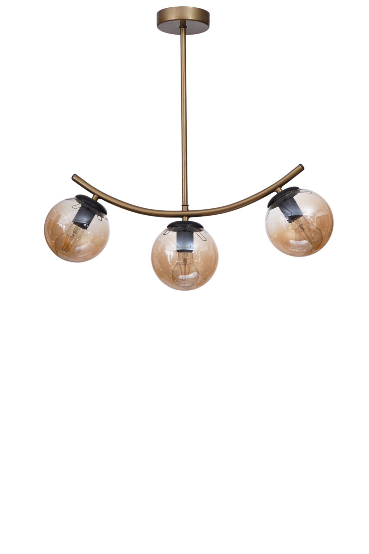 VELVET 3 LÜ ESKİTME BAL CAMLI PLAFONYER AVİZE