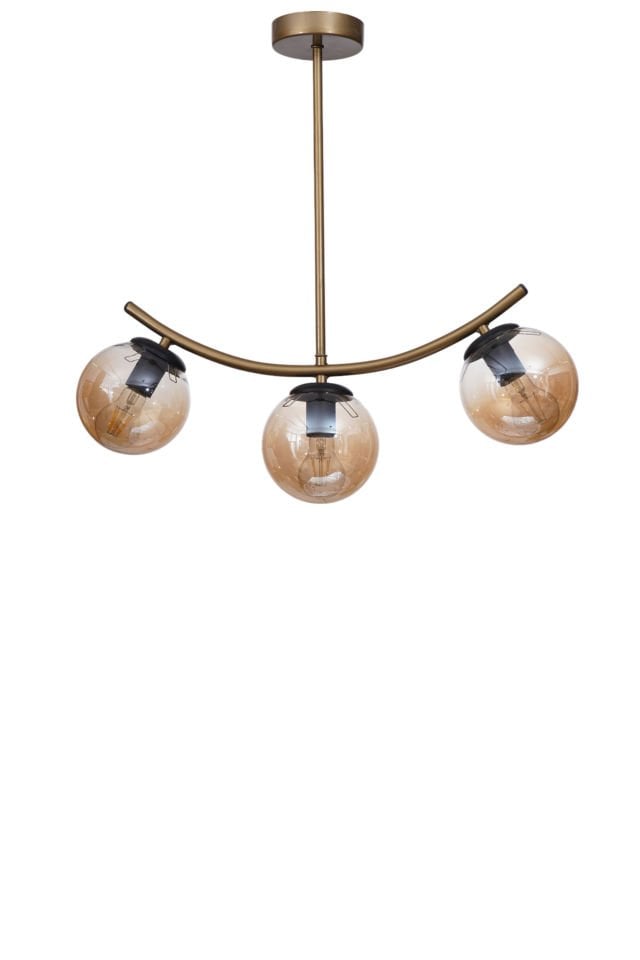 VELVET 3 LÜ ESKİTME BAL CAMLI PLAFONYER AVİZE