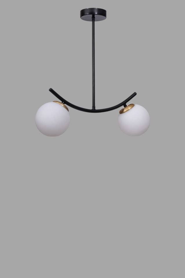 VELVET 2 Lİ SİYAH BEYAZ CAMLI PLAFONYER AVİZE