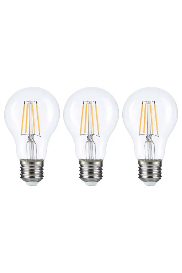 3 ADET A60 ŞEFFAF LED AMPÜL E27 6W 2500K (GÜNIŞIĞI)