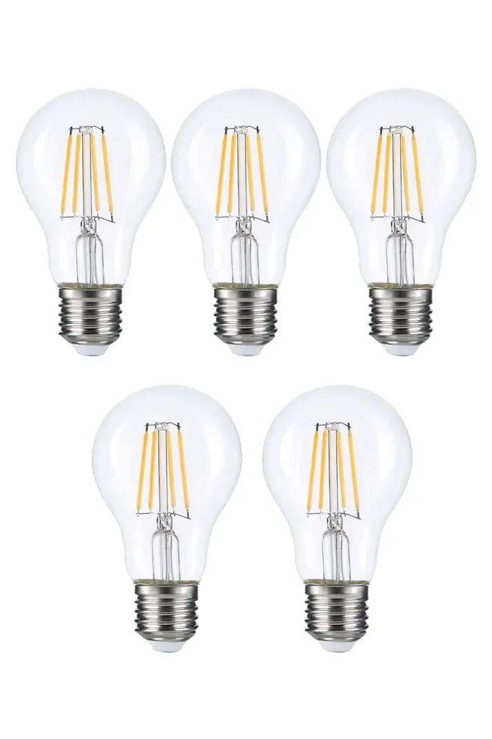 5 ADET A60 ŞEFFAF LED AMPÜL E27 6W 2500K (GÜNIŞIĞI)