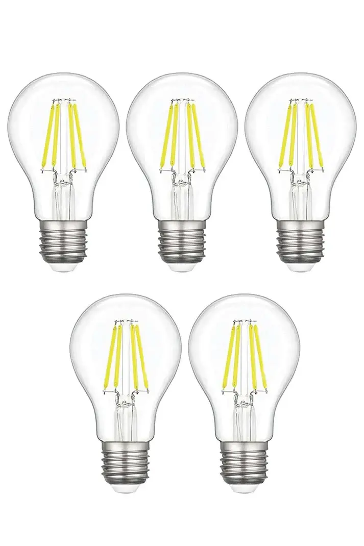 5 ADET A60 ŞEFFAF LED AMPÜL E27 6W 4500K (BEYAZ)