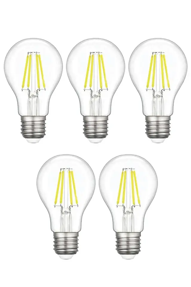5 ADET A60 ŞEFFAF LED AMPÜL E27 6W 4500K (BEYAZ)