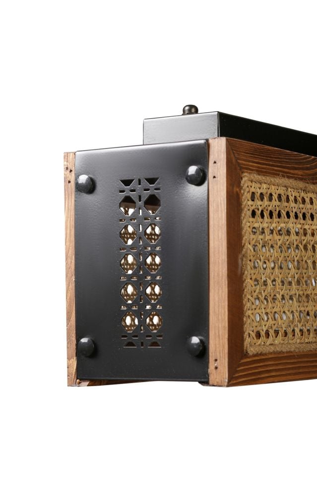 KUMSAL DİKDÖRTGEN CEVİZ RATTAN AVİZE