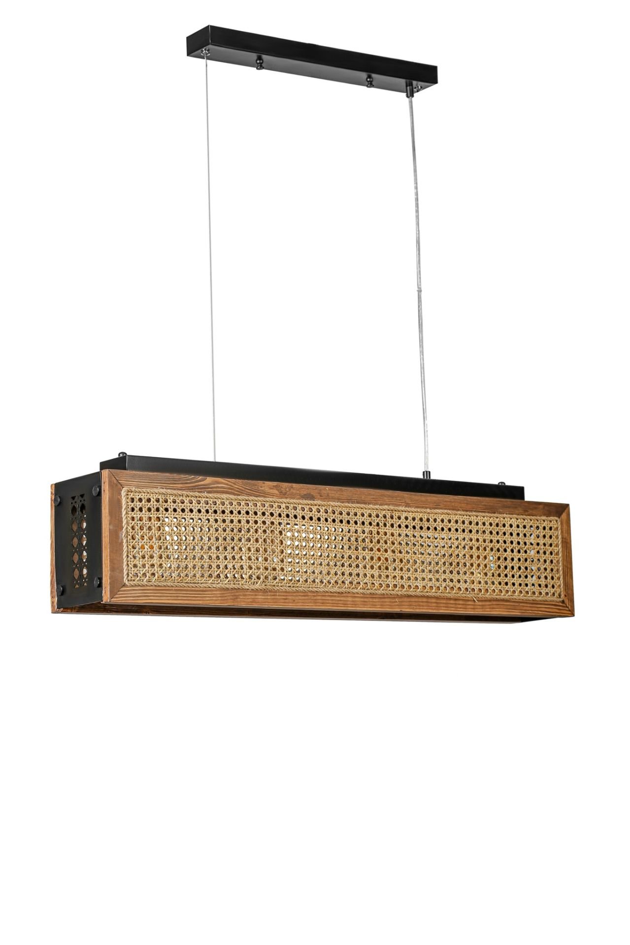 KUMSAL DİKDÖRTGEN CEVİZ RATTAN AVİZE