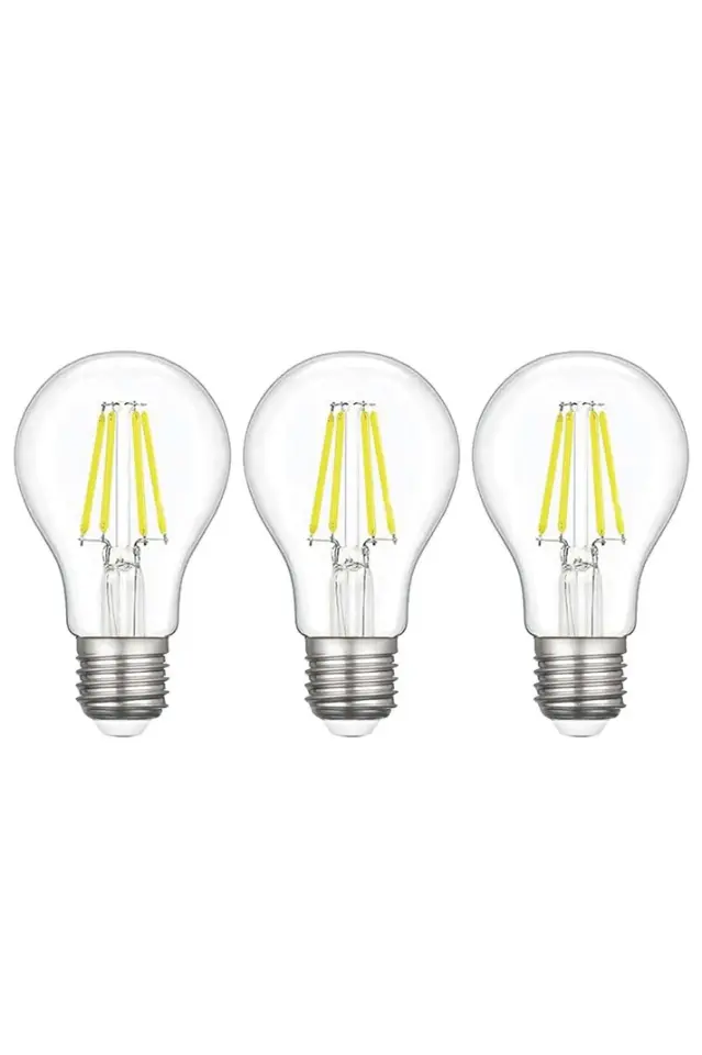 3 ADET A60 ŞEFFAF LED AMPÜL E27 6W 4500K (BEYAZ)