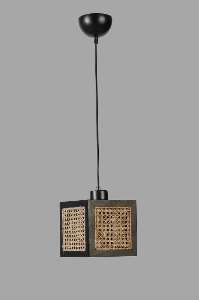 KUMSAL TEKLİ SİYAH RATTAN SARKIT