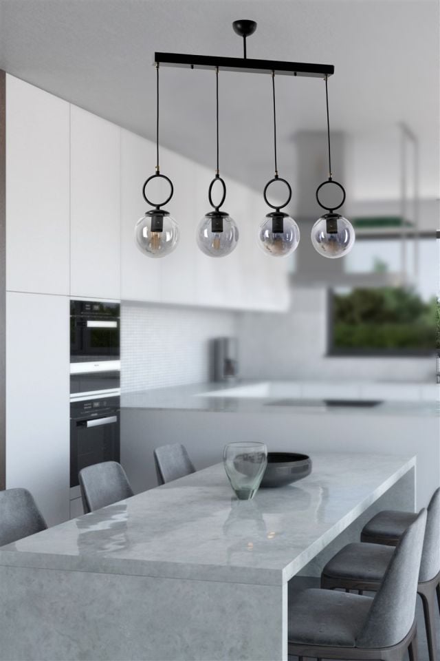 MORİNO 4 LÜ SIRALI FÜME CAMLI SİYAH SARKIT