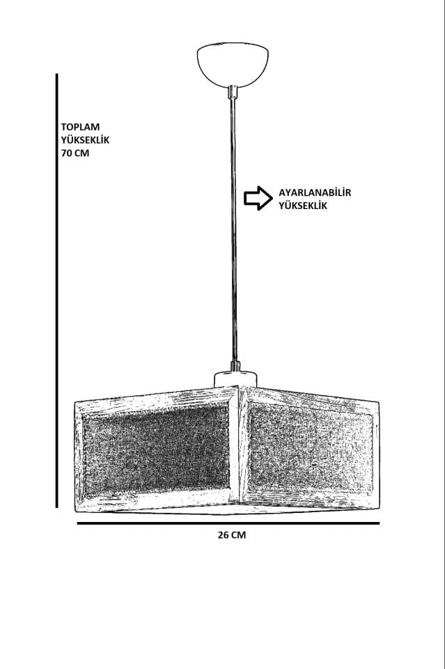 KUMSAL BÜYÜK TEKLİ SİYAH RATTAN AVİZE